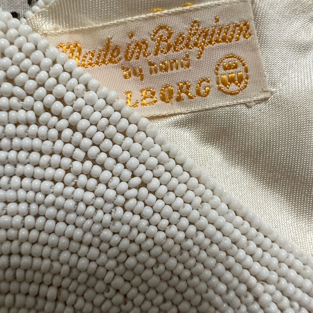 Vintage Handmade White Beaded Handbag